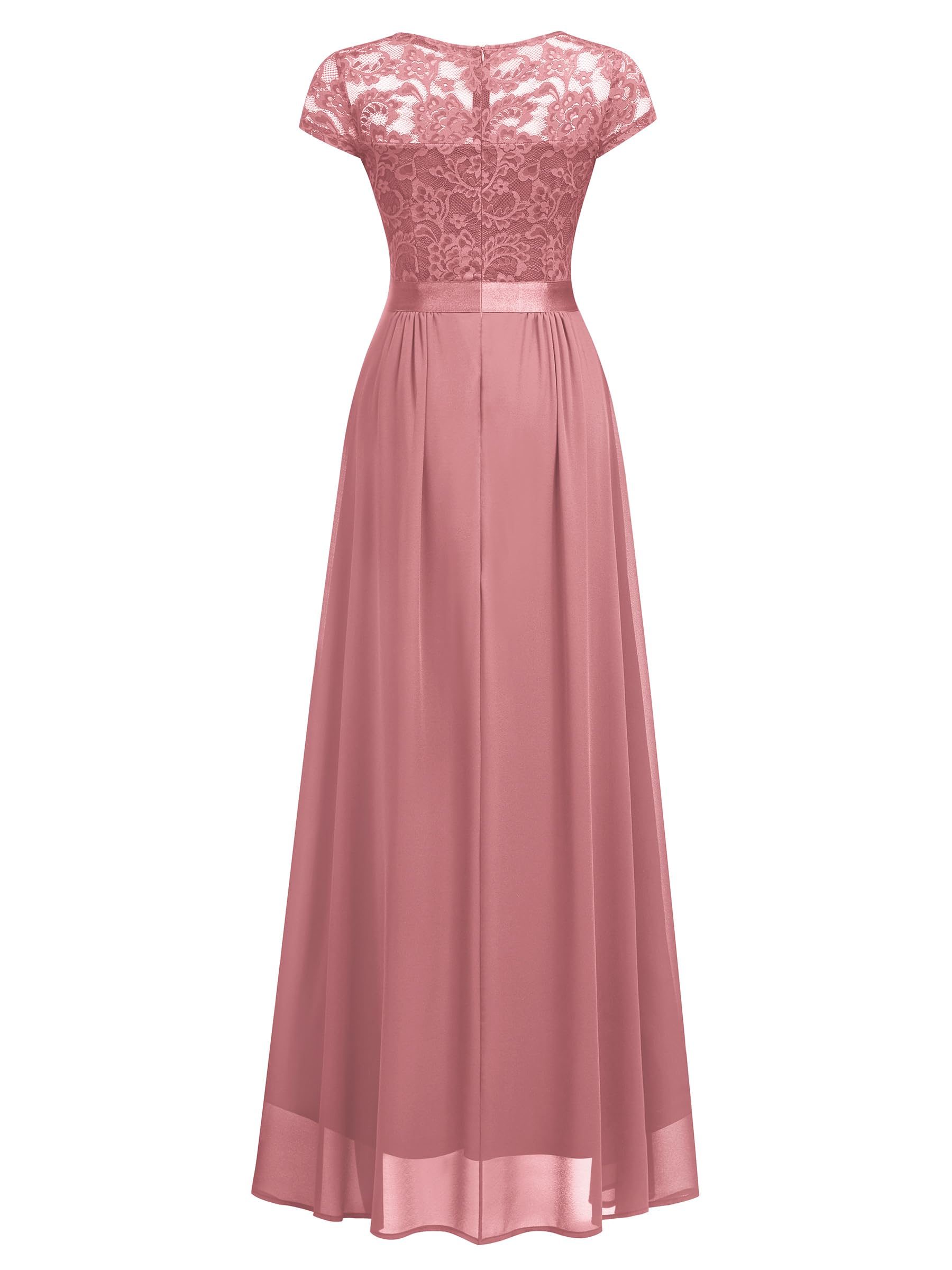 Elegant Floral Lace V-Neck Bridesmaid Dress for Women - Perfect for Weddings, Parties & Formal Events | Miusol
