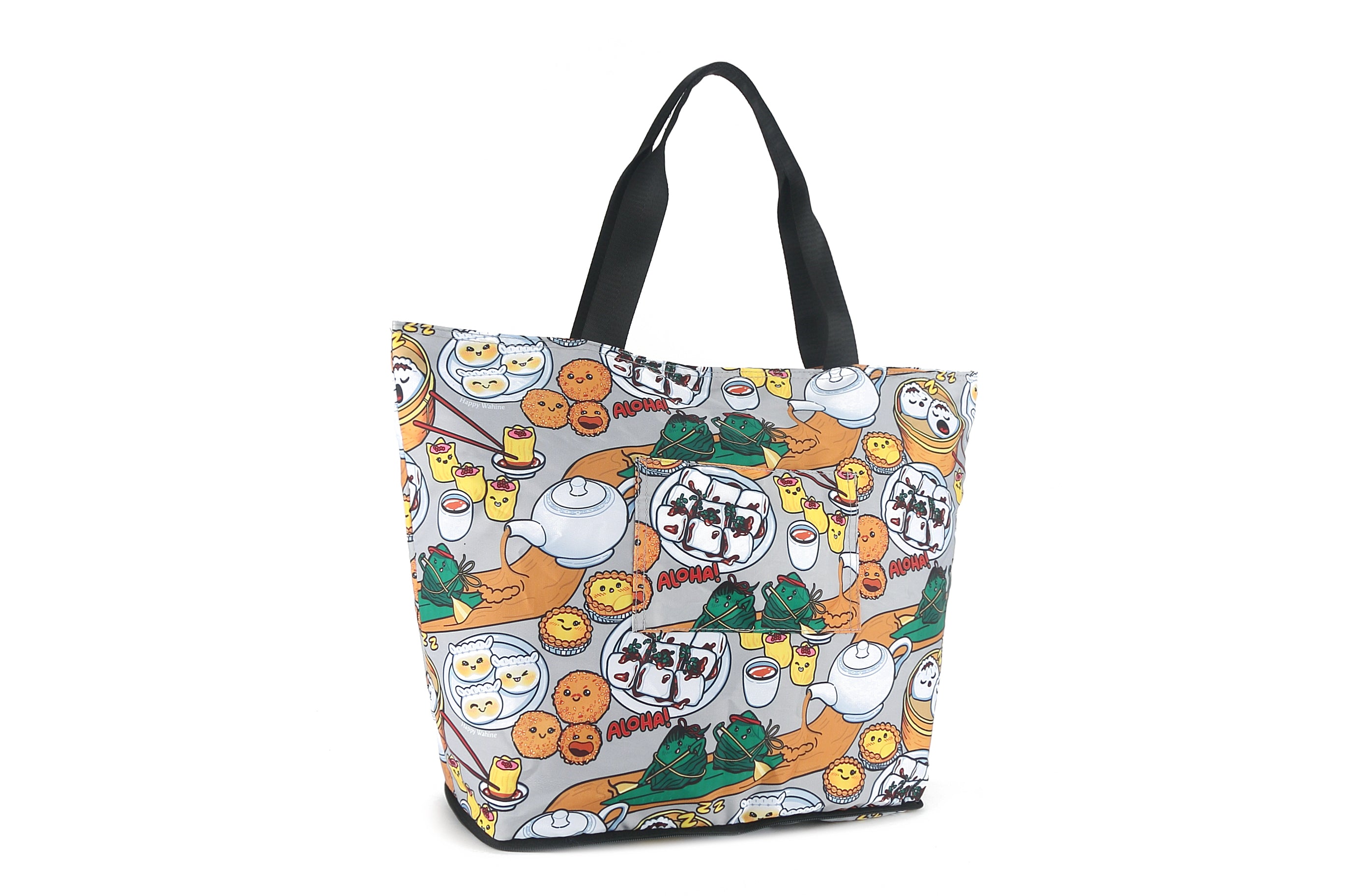 Foldable Reusable Grocery Tote Bag - Stylish James Dim Sum Grey - Perfect for Shopping, Picnics & Beach Trips