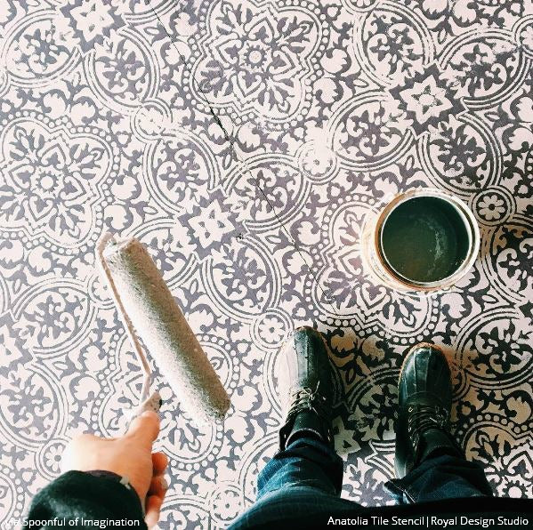Anatolia Tile Stencil Kit - Reusable DIY Ceramic & Mosaic Tile Painting Template for Home Decor, Bathroom & Kitchen Backsplash - Perfect for DIY Crafts, Wall Art & Floor Designs