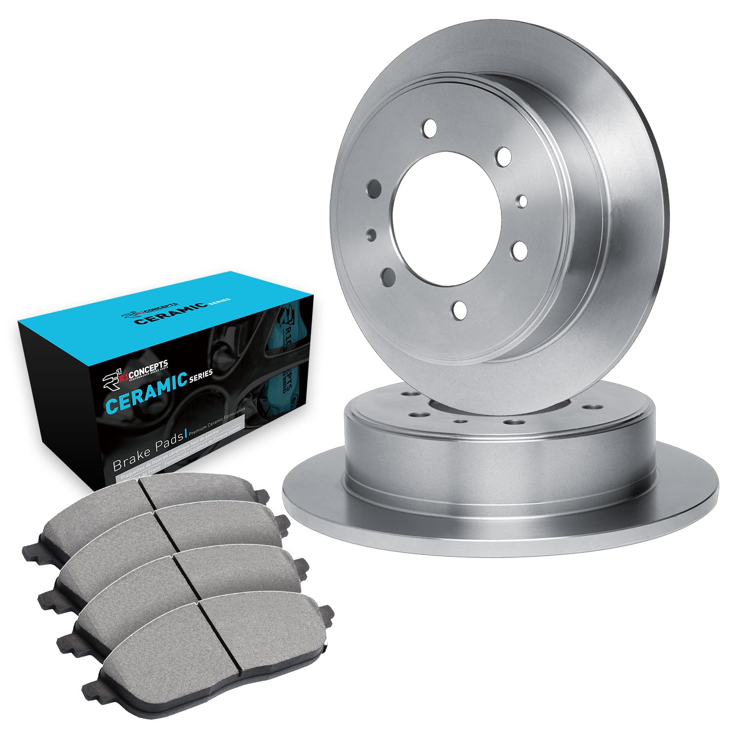 R1 Concepts Premium Rear Brake Kit - Ceramic Brake Pads & Rotors for 1997-2004 Mitsubishi Montero Sport | Enhanced Stopping Power for Off-Road & Towing | Durable Performance for Daily Commuting