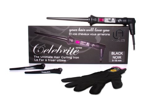 Le Angelique Black Clipless Curling Iron 9/18MM - Professional Hair Curler for Beach Waves & Tight Curls - Salon Quality Styling Tool for Home Use