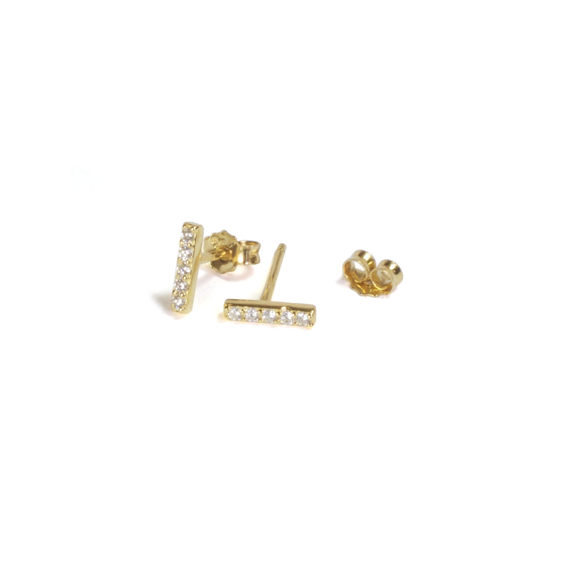 Medium CZ Bar Stud Earrings for Women - Sparkling Cubic Zirconia Studs for Everyday Wear | Perfect for Work, Parties & Special Occasions