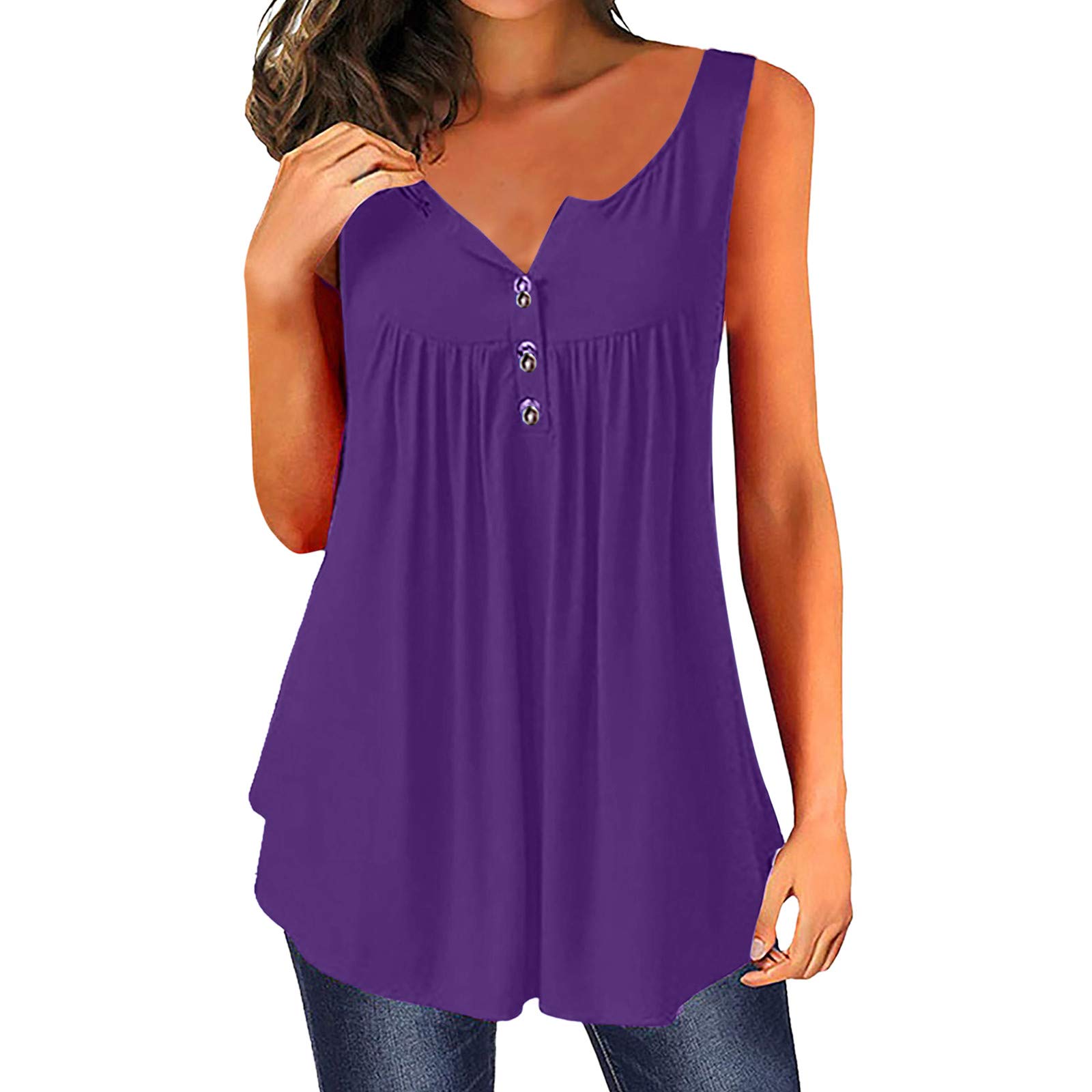 Elegant Women's V-Neck Lace Tank Tops - Solid Color Loose Fit Sleeveless Blouse for Casual Wear, Summer Outfits & Layering