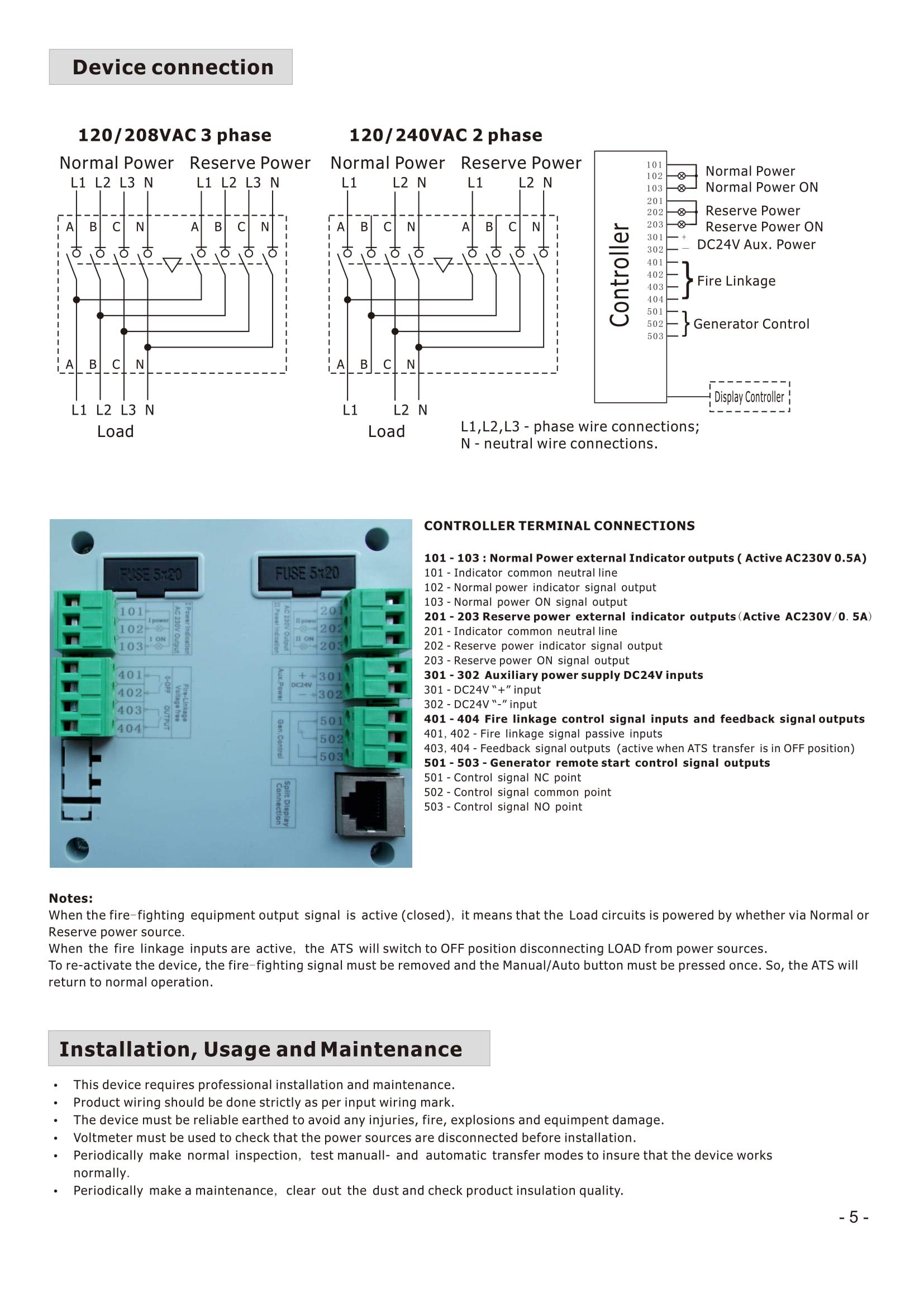 4PRO ATS-125A-4P-iRC 125 Amp Automatic Transfer Switch, 120/208V 1-3 Phase, 50/60Hz - Reliable Power Backup for Home, Office & Industrial Use During Power Outages
