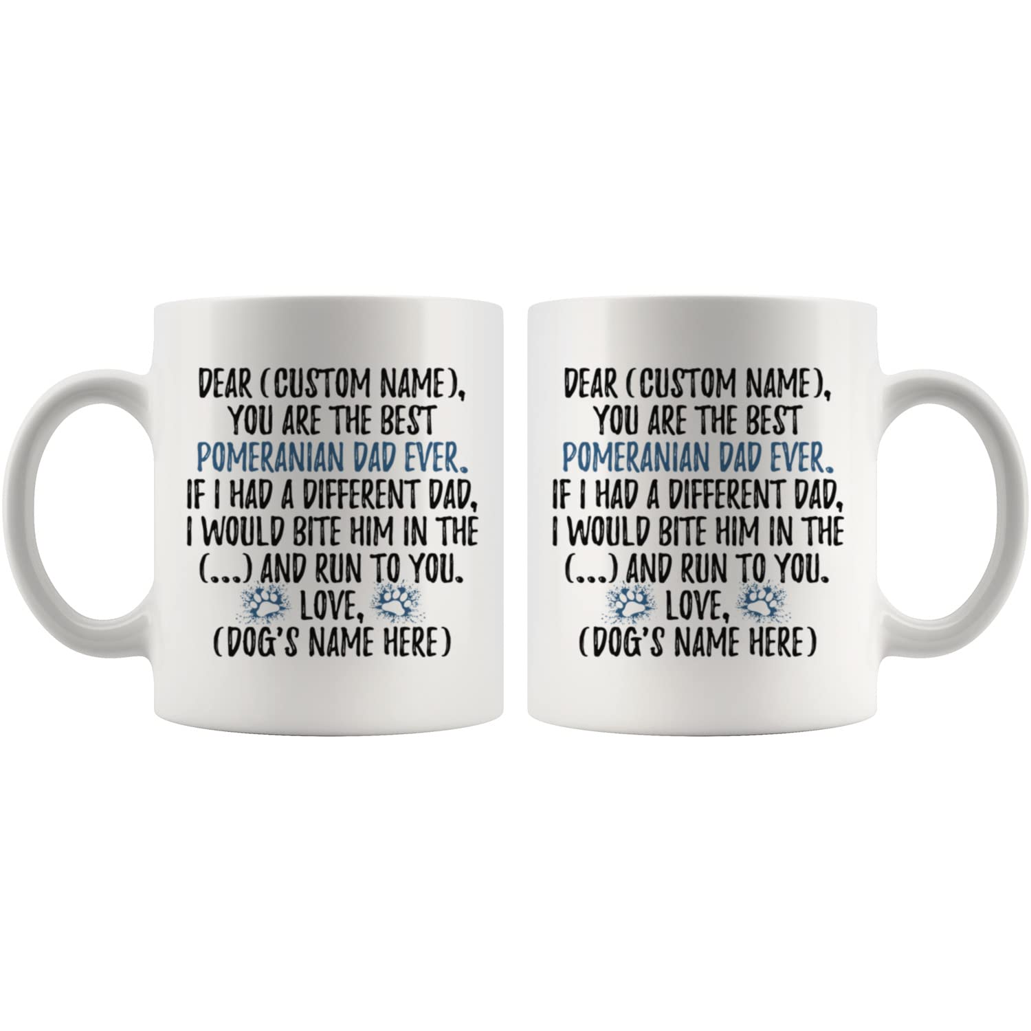 Personalized Pomeranian Dog Dad Mug - 11 oz Custom Pompom Dog Coffee Cup for Men, Pom Dog Daddy Gift Idea, I Love Tumbleweed Dog Owner Present - Perfect for Father's Day, Birthday & Office Use