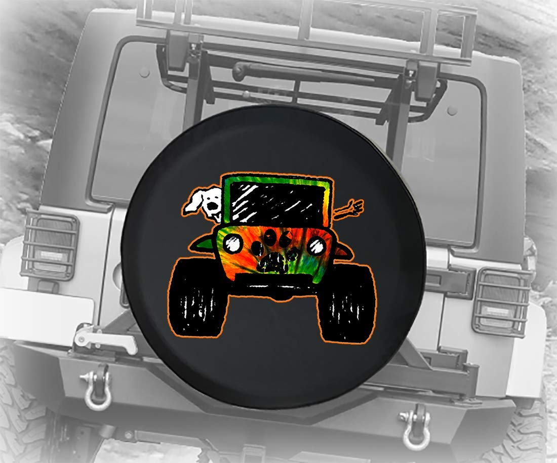 Tie Dye Paw Print Spare Tire Cover for SUVs, Campers & RVs - Waterproof Offroad 4x4 Accessory for Women (Fits 30-33 Inch Tires) - Perfect for Road Trips & Outdoor Adventures