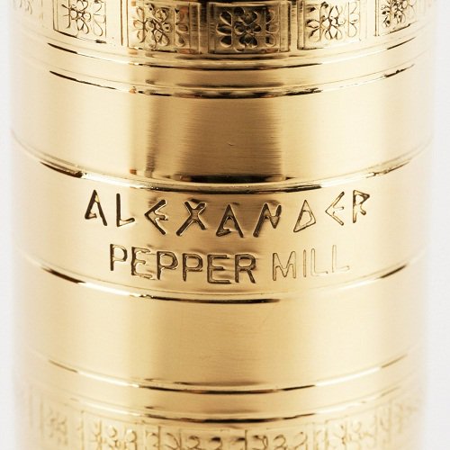 Premium ALEXANDER Brass Pepper Mill - 9 Inch Adjustable Grinder for Fresh Ground Pepper | Perfect for Kitchen, Dining Table & Gourmet Cooking