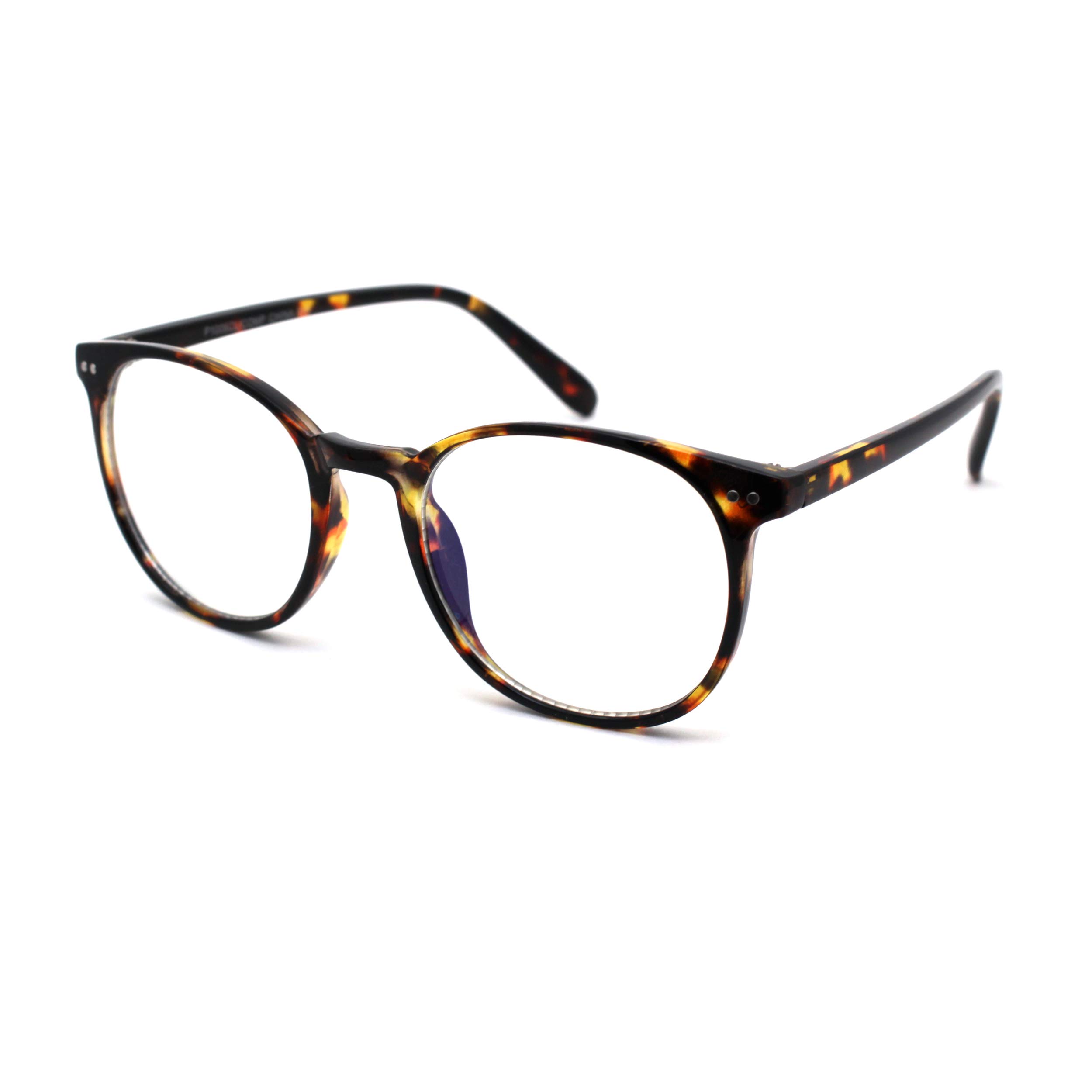 Blue Light Blocking Glasses for Computer - SA106 Round Keyhole Frame Anti-Eye Strain Glasses for Gaming, Office Work & Screen Use