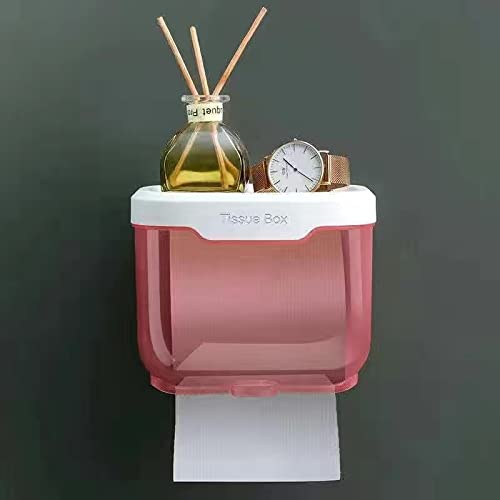 Wall Mount Toilet Paper Holder - No Drill Bathroom Tissue Storage Box with Waterproof Shelf, Phone Rack & Organizer | Perfect for Small Bathrooms, RVs, Apartments & Home Decor