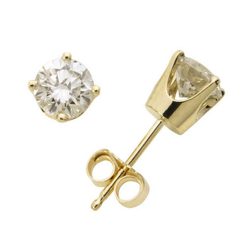 14K Yellow Gold Classic Diamond Solitaire Stud Earrings for Women - Perfect for Weddings, Anniversaries & Special Occasions