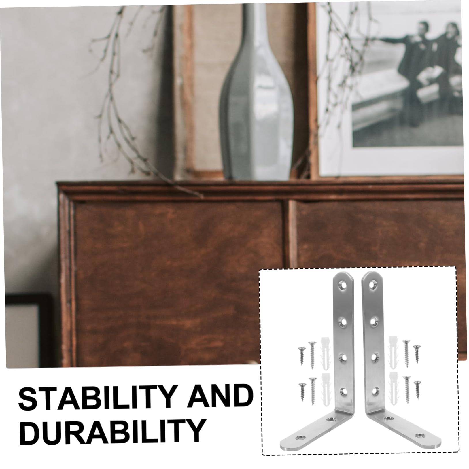 VICASKY 2-Pack Heavy Duty Furniture Wall Anchors Kit - 100x150mm, 4mm Thick for Bookcases, Cabinets & Shelves - Earthquake Proof & Child Safety Anti-Tip Straps for Home & Office Use