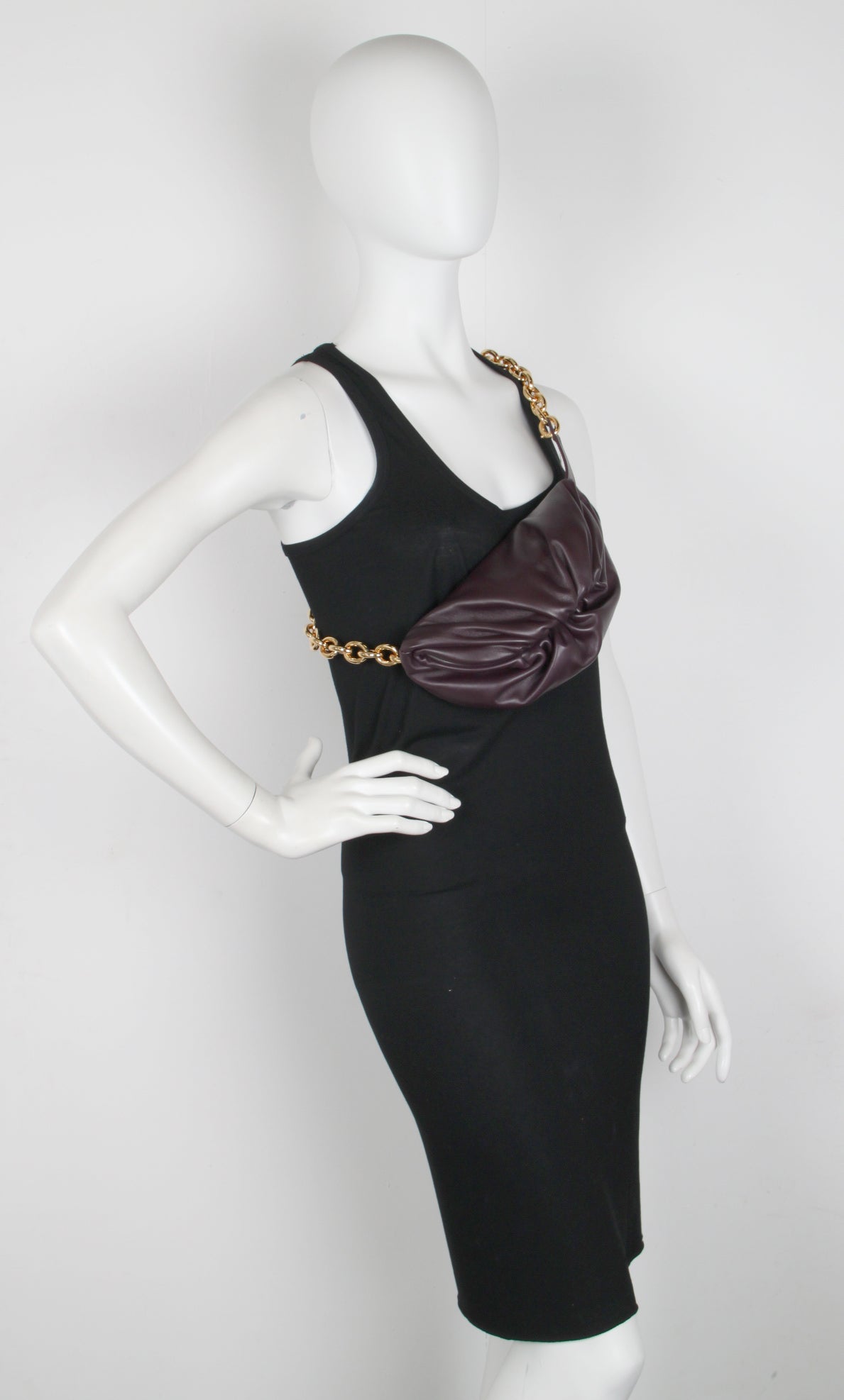 Trendy Mini Pouch Chain Belt Bag for Women - Stylish Grape & Gold Crossbody Purse, Perfect for Concerts, Travel & Everyday Use