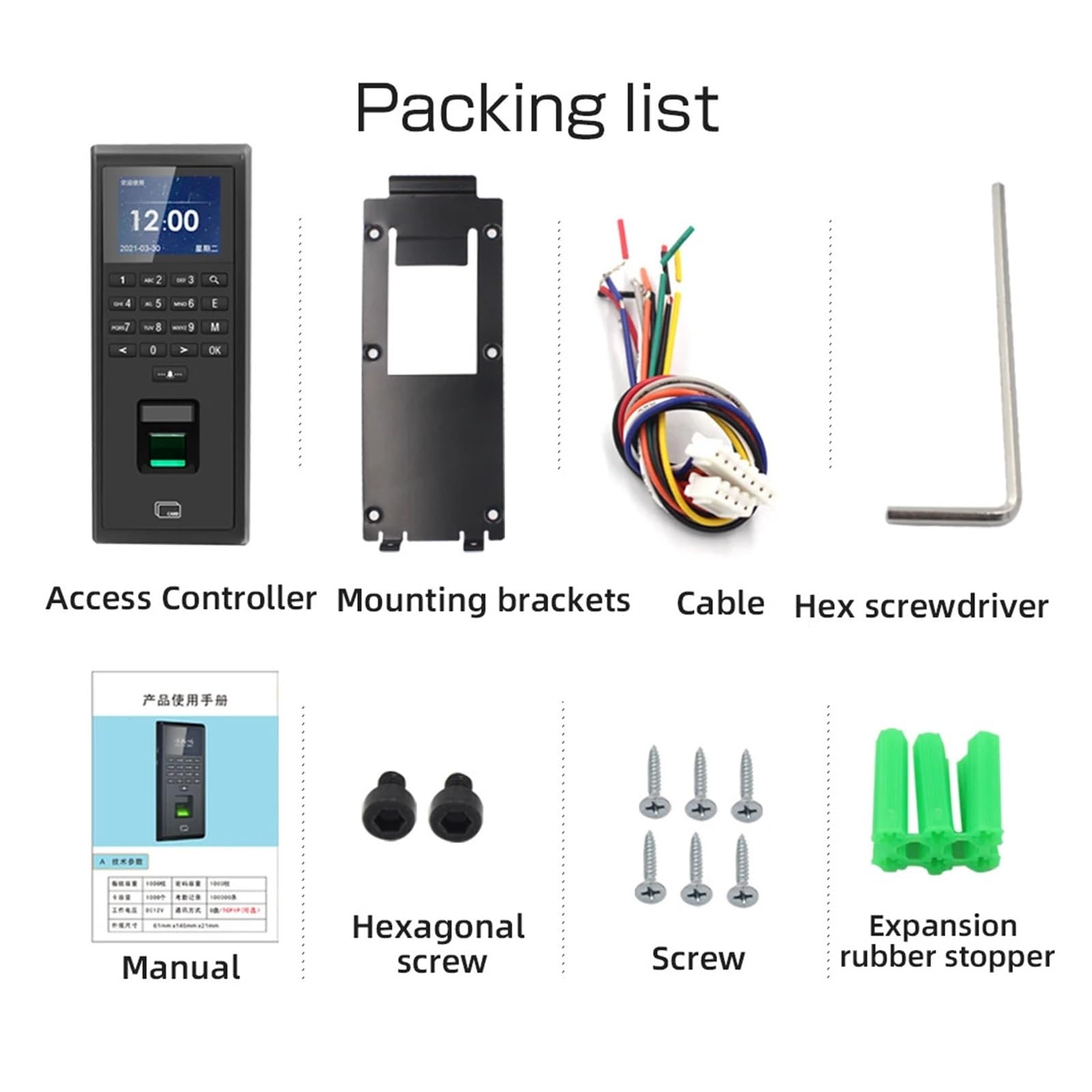 TCP/IP Fingerprint Timer Capture Machine for Smart Door Access Control System Kit - Standalone Keypad User (Model F601T) | Secure Office, Home & Commercial Entry Access Solution