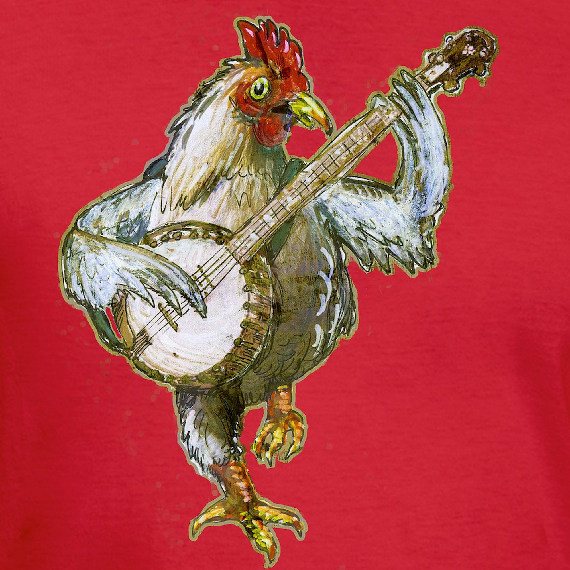 Banjo Chicken Men's Classic Fitted Graphic T-Shirt | Funny Music Lover Tee for Casual Wear & Gifts