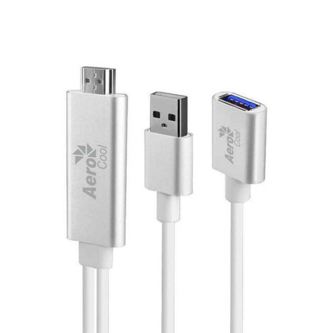 Premium AeroCool Universal USB to HDMI Cable for TV - High-Speed 4K 60Hz Support - Silver (Ideal for Home Theater, Gaming & Office Setup)