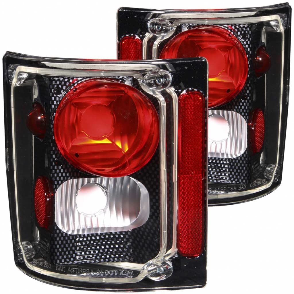 ANZO 211015 Carbon Fiber Tail Lights for 1987-1988 Chevy V10/V20 Suburban - Durable Replacement Parts for Classic Truck Restoration & Night Driving Safety