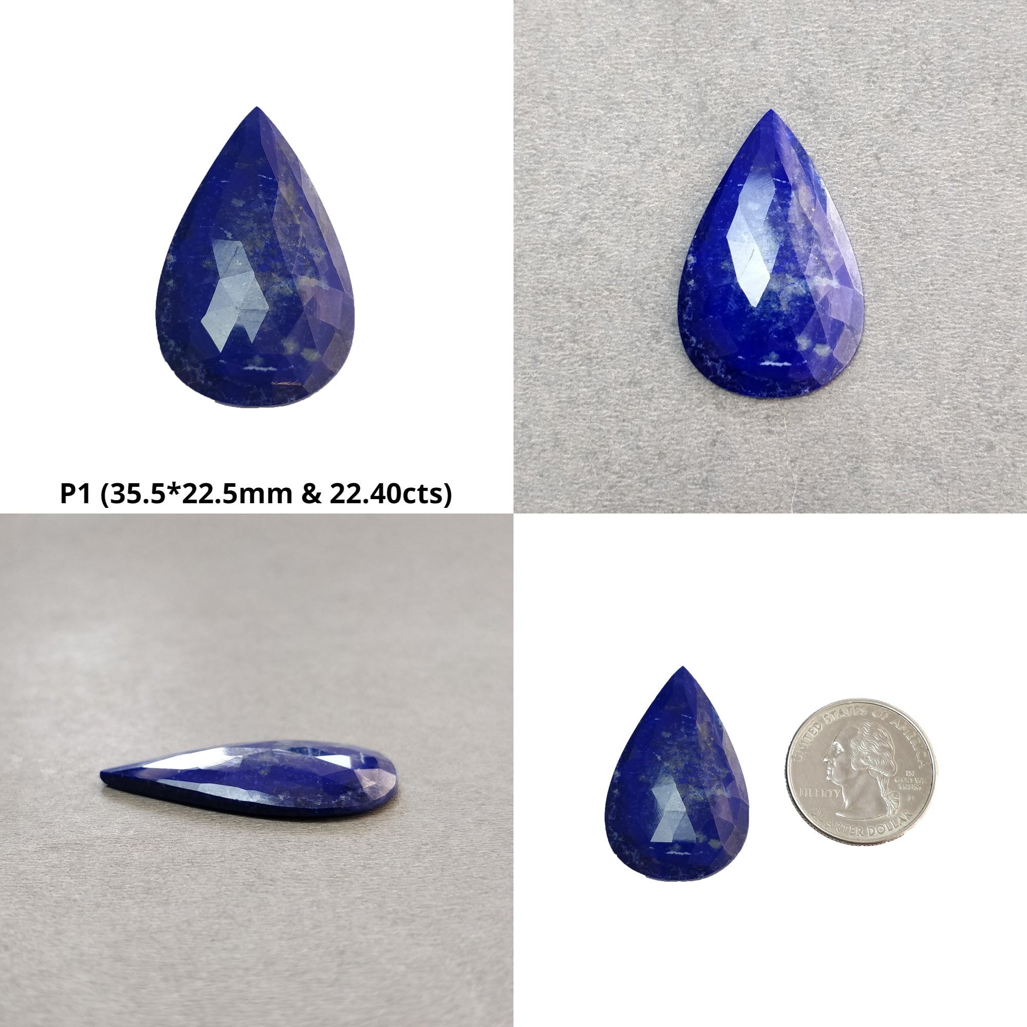 Natural Untreated Blue Lapis Lazuli & Jasper Gemstone Jewelry - Rose Cut & Cabochon Pear Cushion Oval Shape for Necklace, Ring & Spiritual Healing