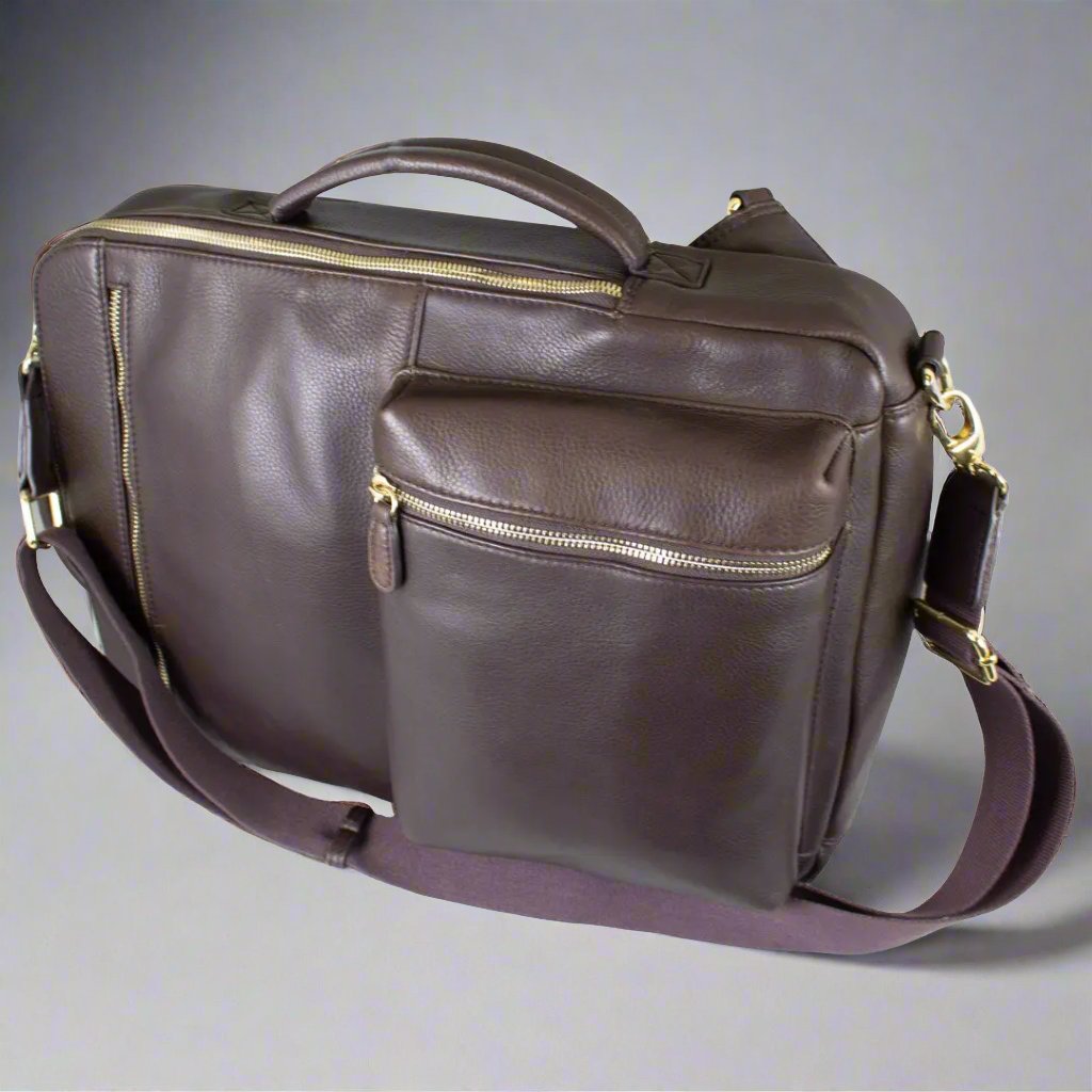 BOL Convertible Leather Backpack for Women & Men - 15.6 Inch Laptop Bag with USB Charging Port - Perfect for Work, Travel & School