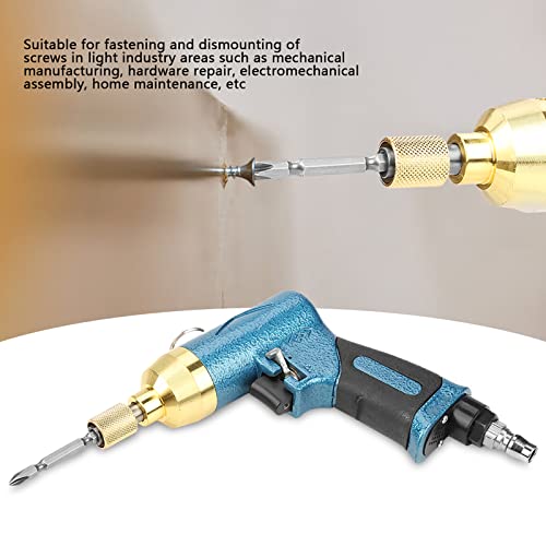Industrial Pneumatic Screwdriver Gun - 1/4 Inch 9000 RPM Reversible Air Screwdriver with Grip & Bit Set | Heavy-Duty Handheld Power Tool for Construction, Automotive Repair & Woodworking Projects