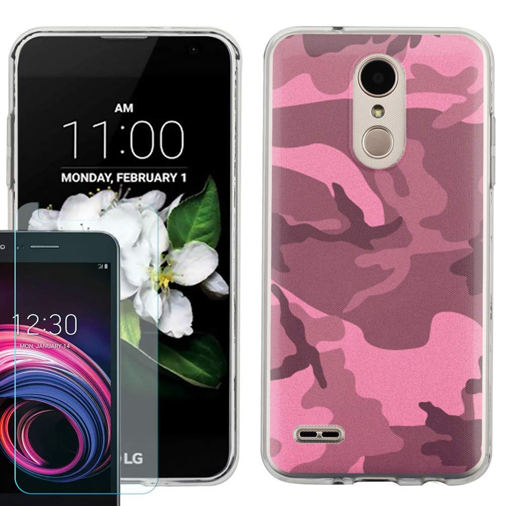 LG Aristo 2/Tribute Dynasty TPU Case with Screen Protector - Camo Pink for Daily Protection