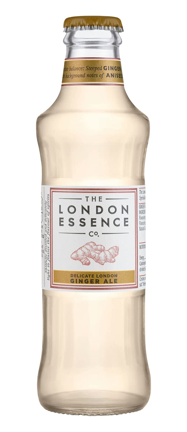 London Essence Company - Premium Delicate London Ginger Ale - Natural Mixer for Cocktails & Spirits - No Artificial Colors, Preservatives or Flavors - Low Calorie Ginger Beer - 200ml Glass Bottles (24-Pack) - Perfect for Parties, Bars & Home Entertaining
