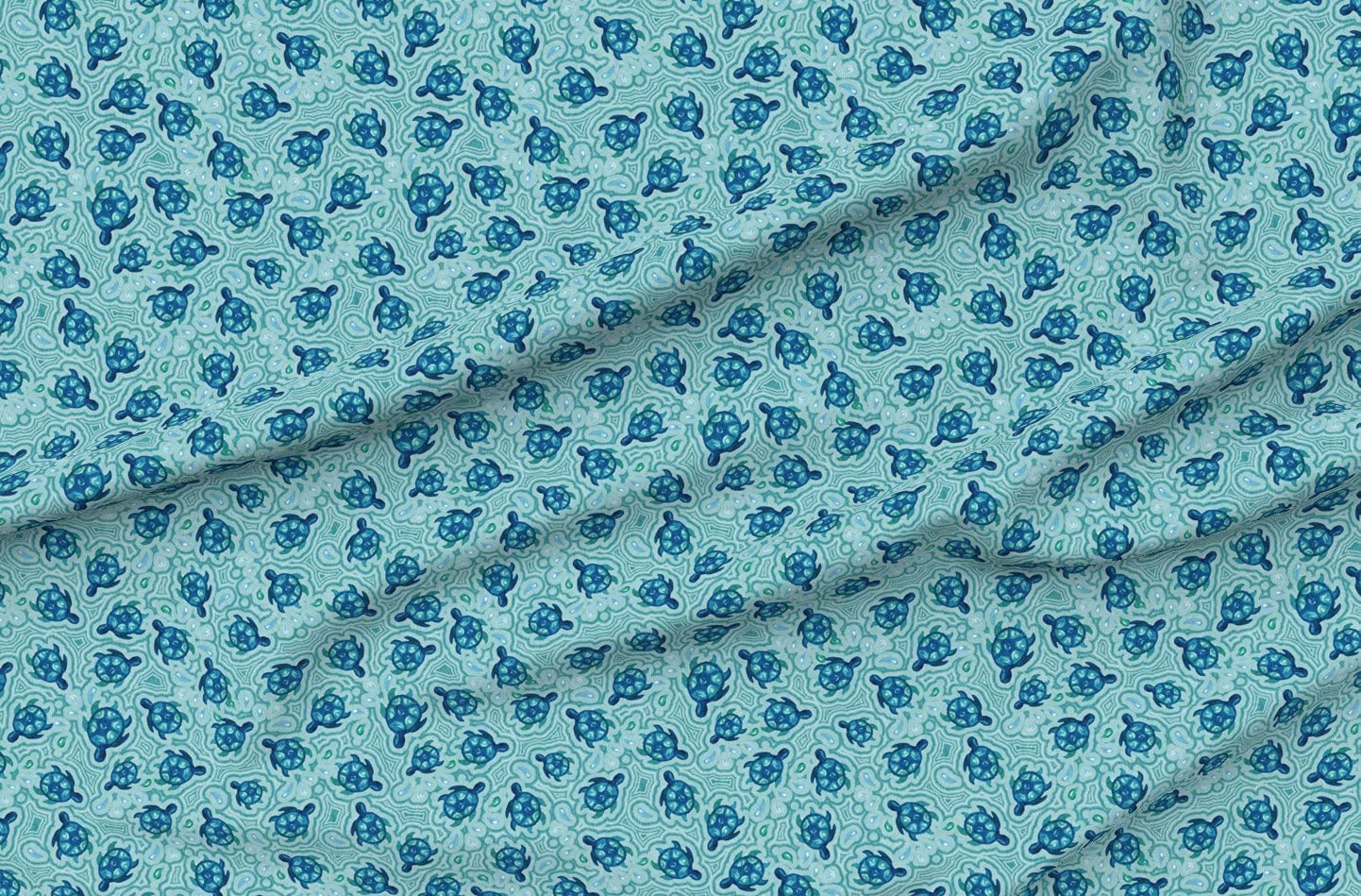 Watercolor Turtle Ocean Beach Printed Minky Fabric by The Yard - Soft Plush Fabric for Sewing Baby Blankets, Quilt Backing, DIY Plush Toys & Nursery Decor - Perfect for Coastal Themed Nursery, Beach House Decor & Kids Room Accessories