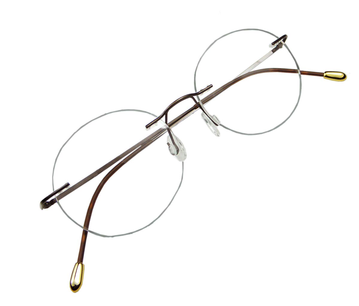 Titanium Rimless Round Eyeglass Frames with Hinged Temple & Clear Lenses - Lightweight Comfort for Reading, Work, and Daily Wear