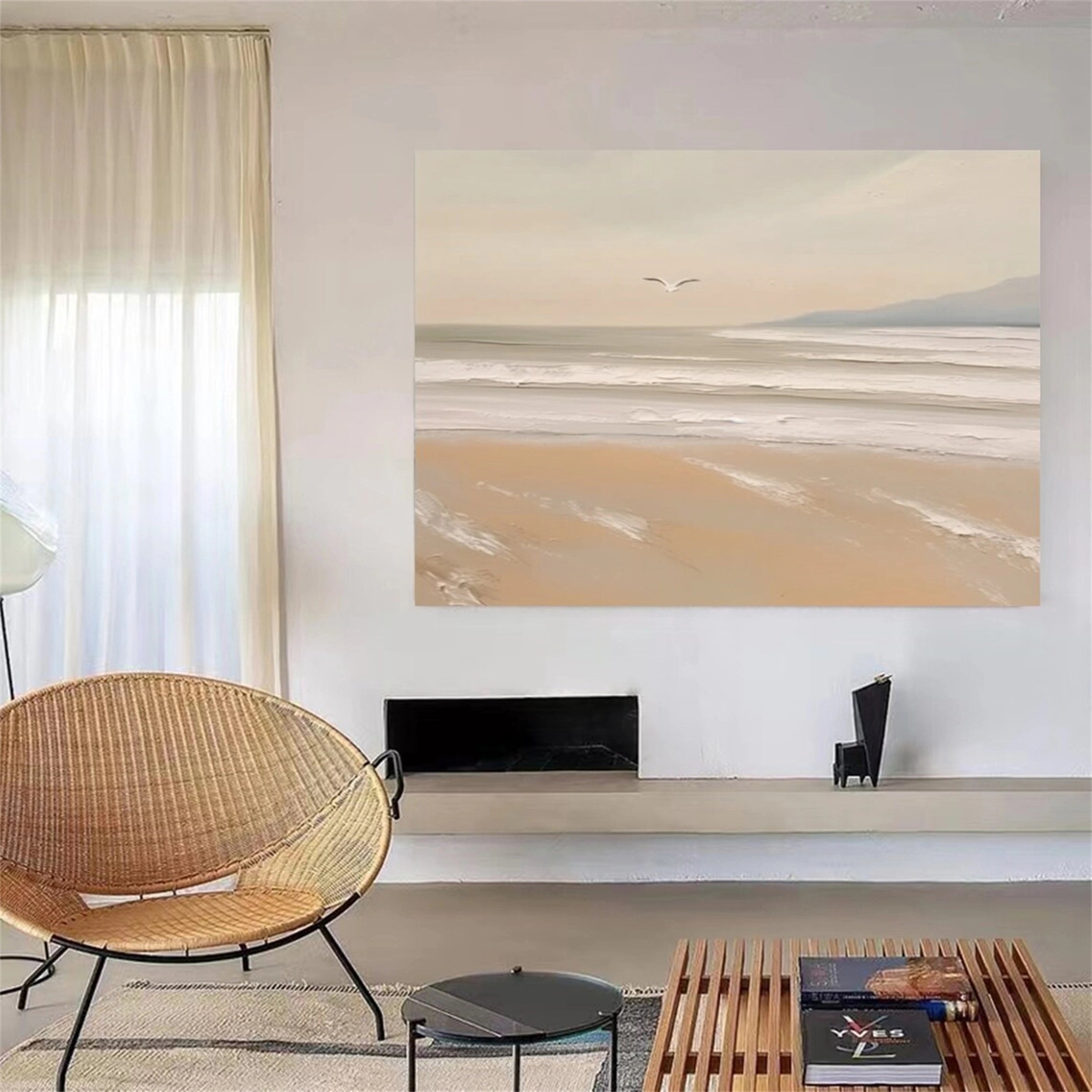 Ocean and Sky Painting #OS 054 - Handmade Canvas Wall Art for Home & Office Decor - Perfect for Living Room, Bedroom or Gift