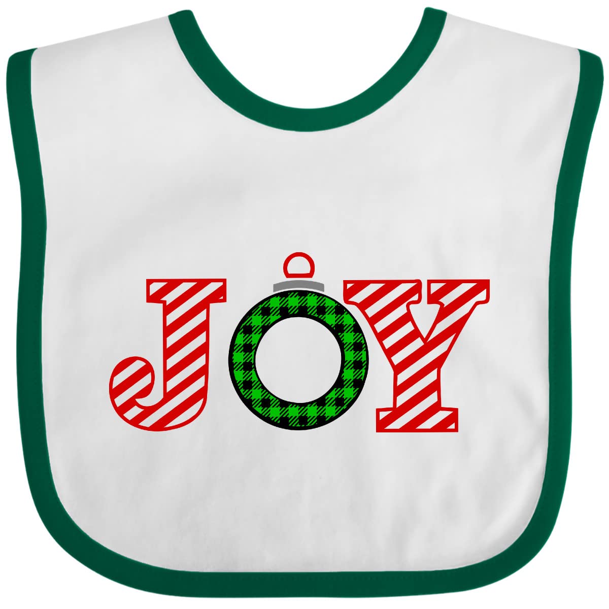 Inktastic Joy Christmas Ornament with Candy Cane Stripes Baby Bib - Festive Holiday Bib for Infants & Toddlers - Perfect for Christmas Photos, Parties & Family Gatherings