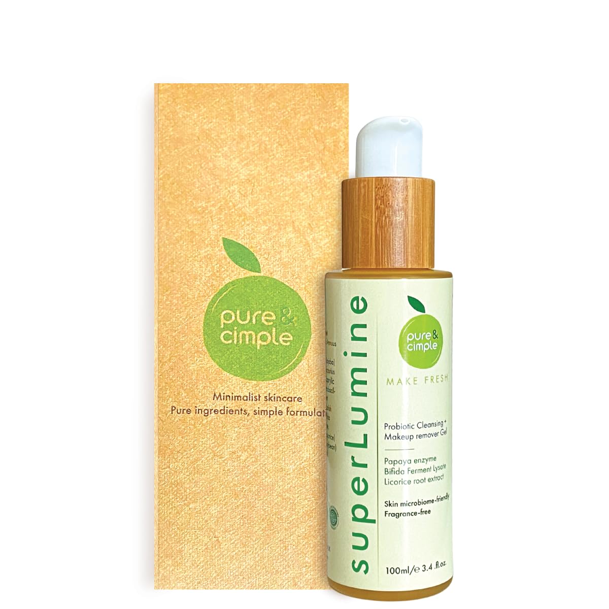 Pure Cimple Probiotic Face Cleanser - Gentle Makeup Remover with Papaya Enzyme for Dry & Sensitive Skin | Hydrating Daily Facial Wash for Acne-Prone & Sensitive Skin | Perfect for Morning & Night Skincare Routine