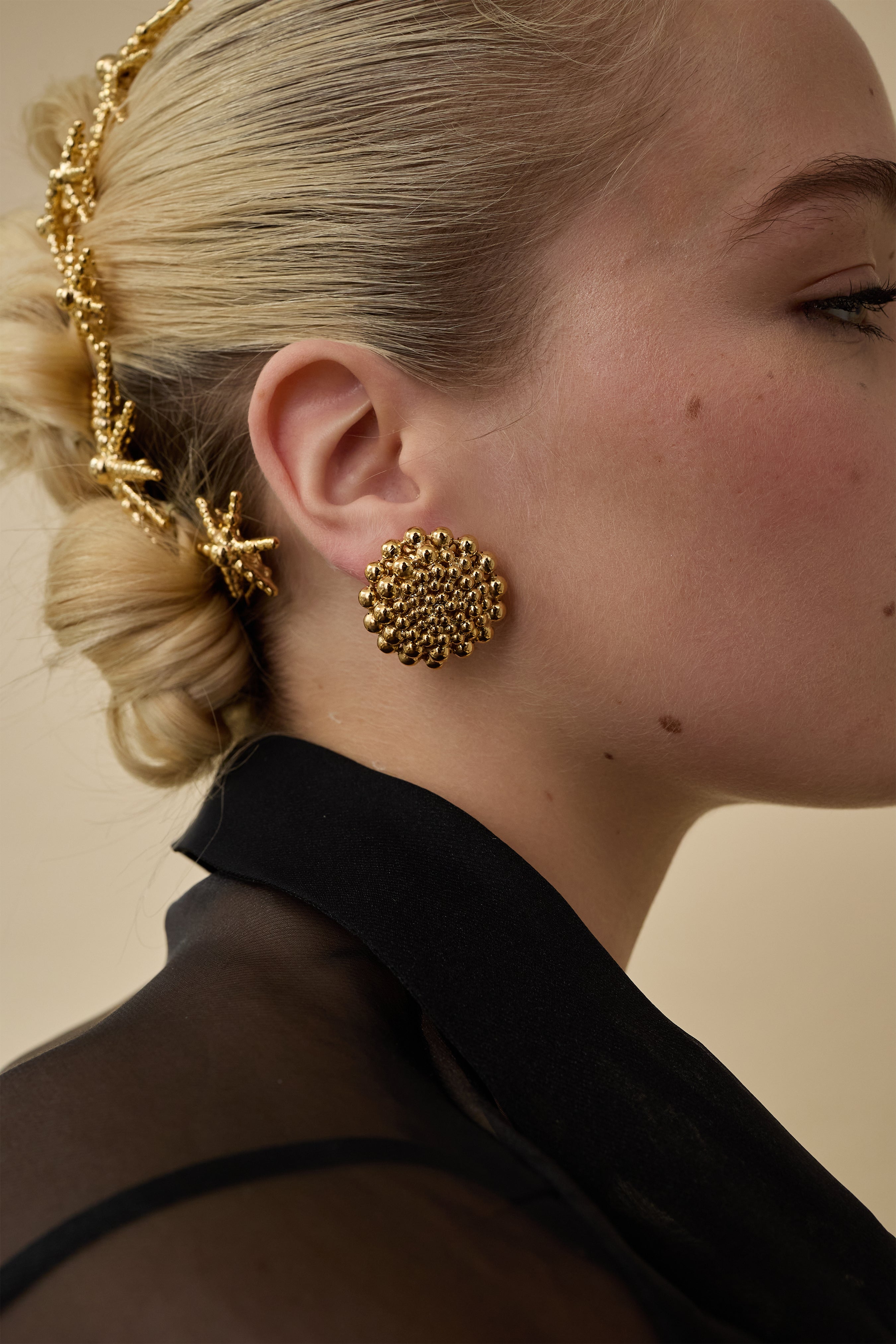 Zoe Ball Chain Button Earrings for Women - Trendy Gold & Silver Hoop Earrings - Perfect for Casual, Office & Party Wear