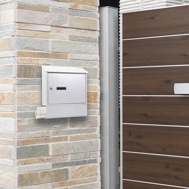 Barska CB13698 Contemporary Wall Mount Mailbox with Newspaper Holder - Durable Outdoor Mailbox for Home, Office & Apartment - Perfect for Mail and Newspaper Delivery