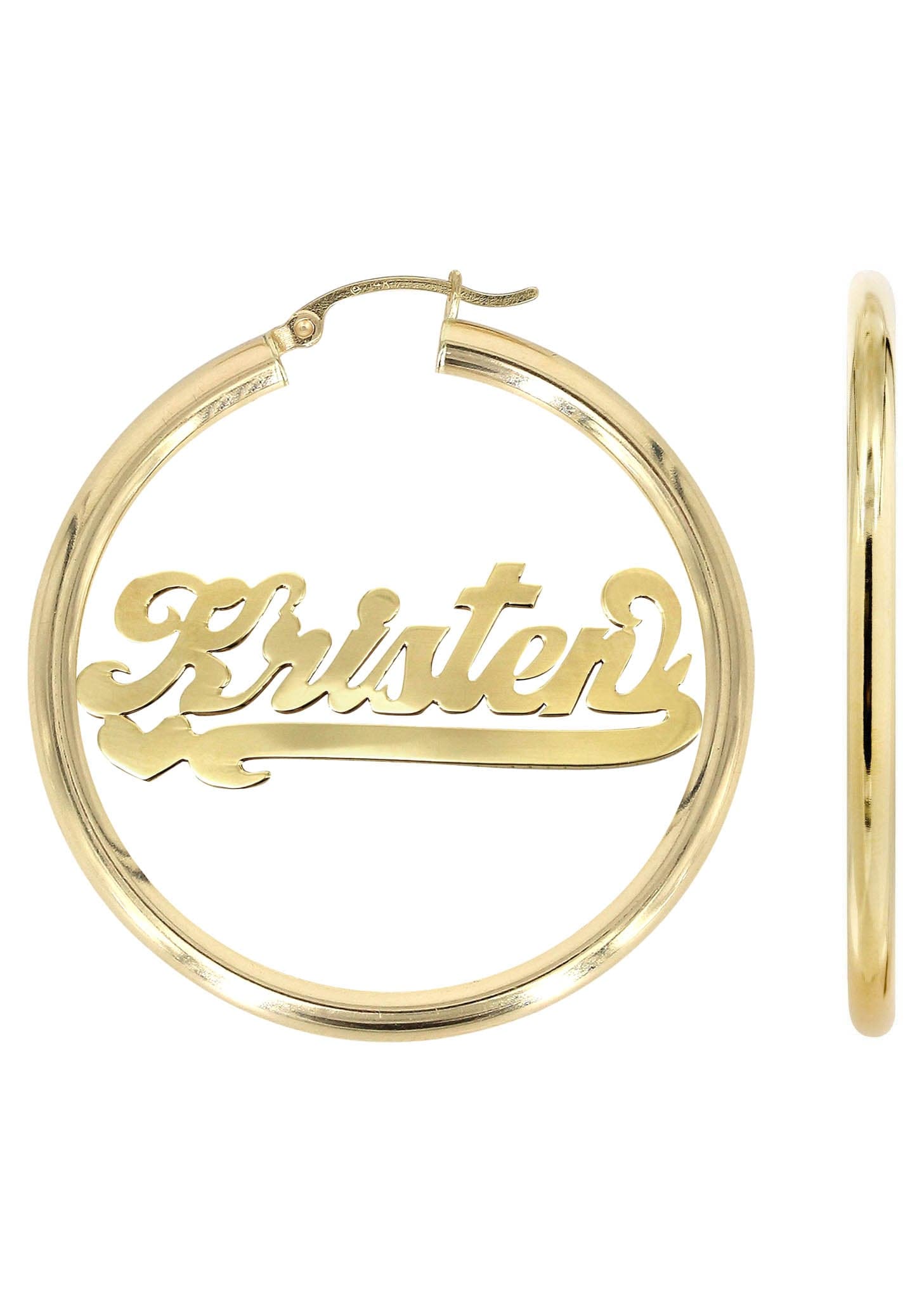 14K Gold Heart Name Plate Hoop Earrings for Women - Personalized Name Jewelry Gift for Her - Perfect for Valentine's Day, Anniversary & Special Occasions