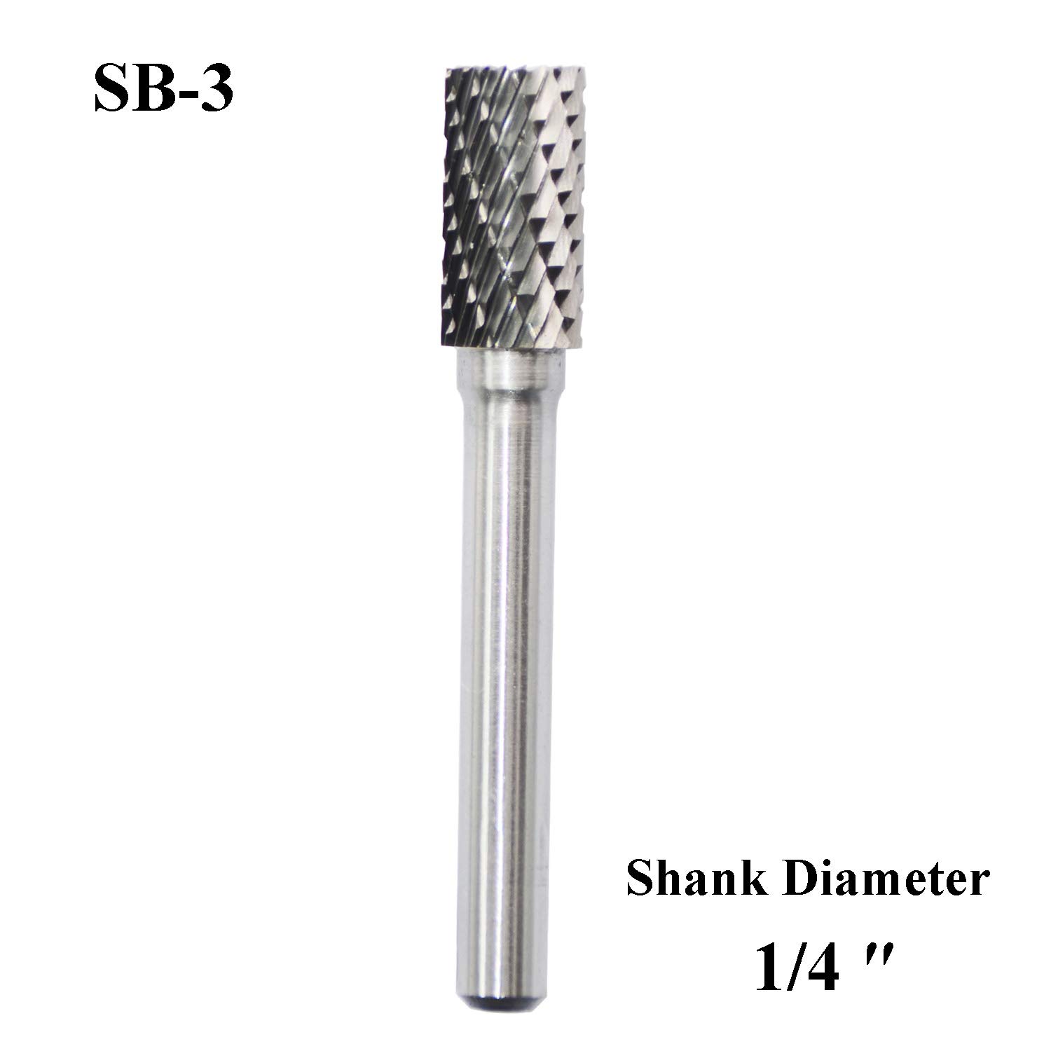 SB-3 Tungsten Carbide Rotary Burr File - Cylinder Shape Double Cut 1/4'' Shank for Die Grinder & Drill Bits - Perfect for Metalworking, Wood Carving & DIY Projects