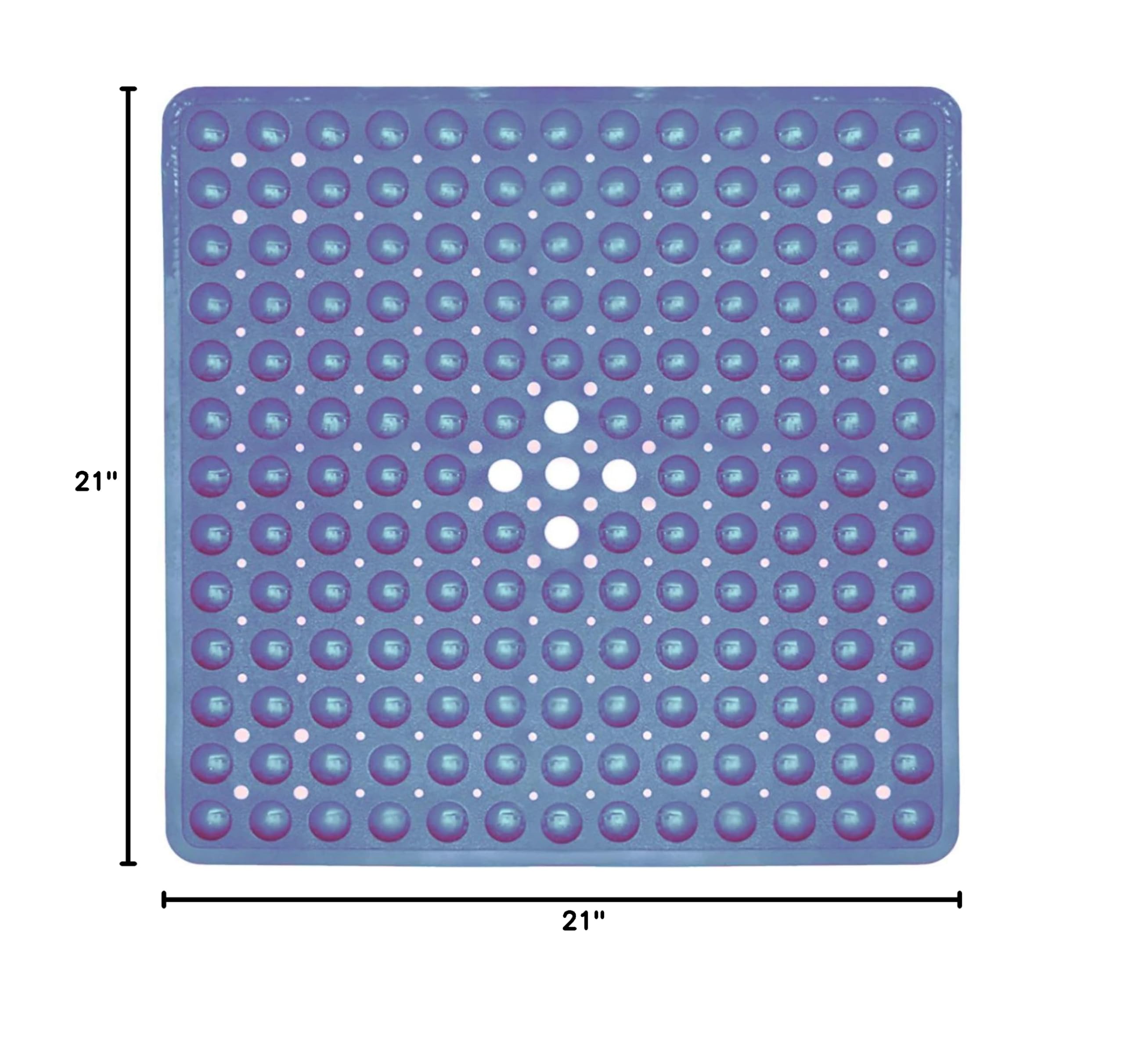 ENKOSI 21x21 Inch Square Non-Slip Shower Mat for Elderly - Aqua Blue Bathroom Floor Mat with Strong Grip, Water Drainage & Quick Dry - Perfect for Showers, Bathtubs, and Wet Areas to Prevent Falls