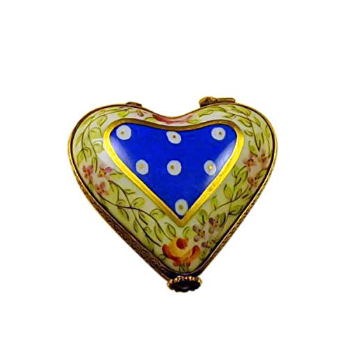 Rochard Blue Heart with Flowers Limoges Porcelain Jewelry Box - Elegant Hand-Painted French Trinket Box for Jewelry Storage & Gift Giving