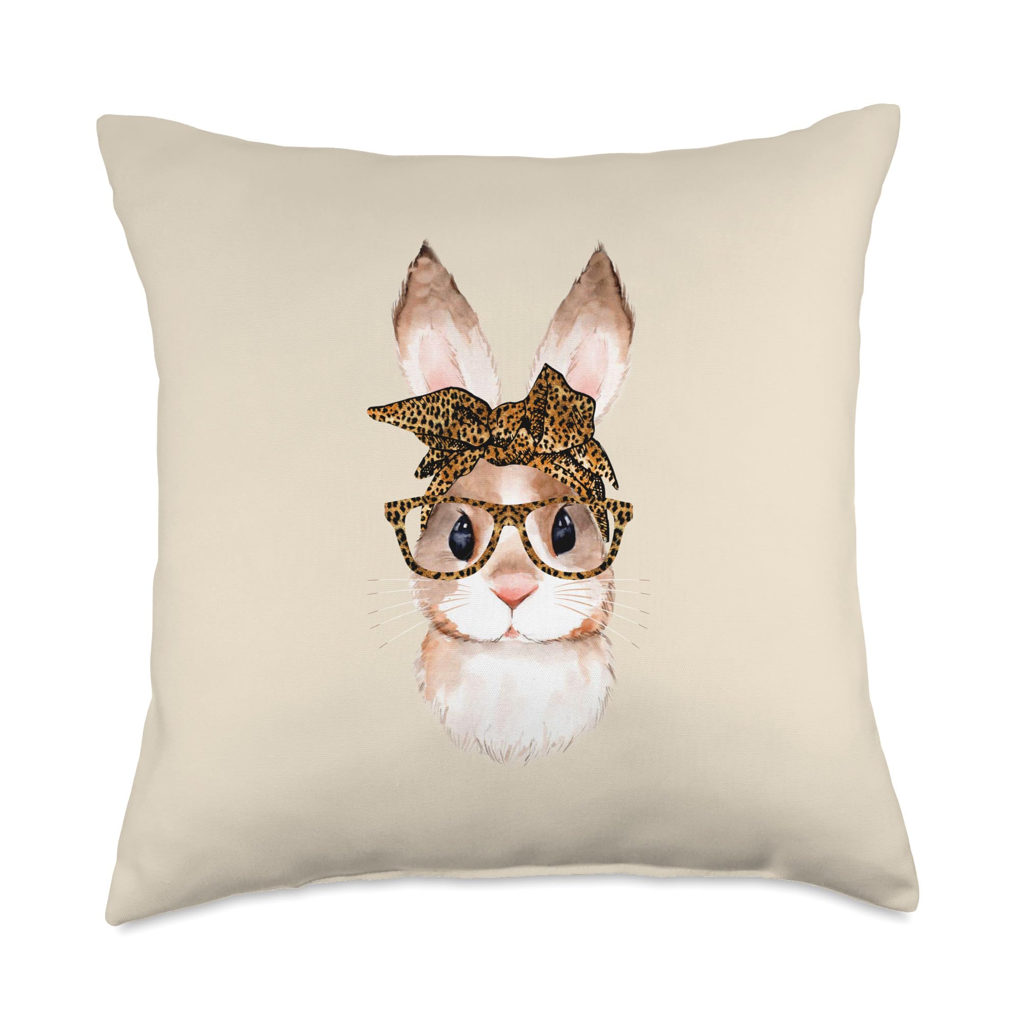 Easter Bunny Mom Throw Pillow - Cute Leopard Print Year of the Rabbit Decorative Pillow for Sofa, Bed, Nursery, and Easter Home Decor