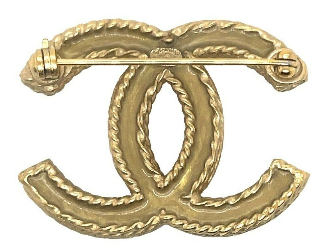 CHANEL 16V Clear and Grey Strass CC Logo Brooch - Clear/Grey/Gold Tone with Original Box | Elegant Fashion Accessory for Women, Perfect for Parties, Weddings & Special Occasions