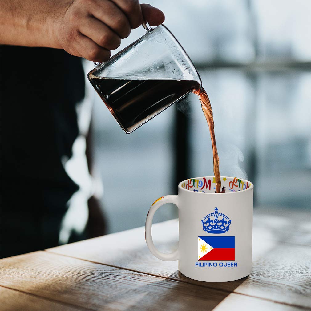 Funny Ceramic Christmas Coffee Mug with Filipino Queen Crown Design - Perfect for Holiday Gifts, Office Humor & Tea Lovers