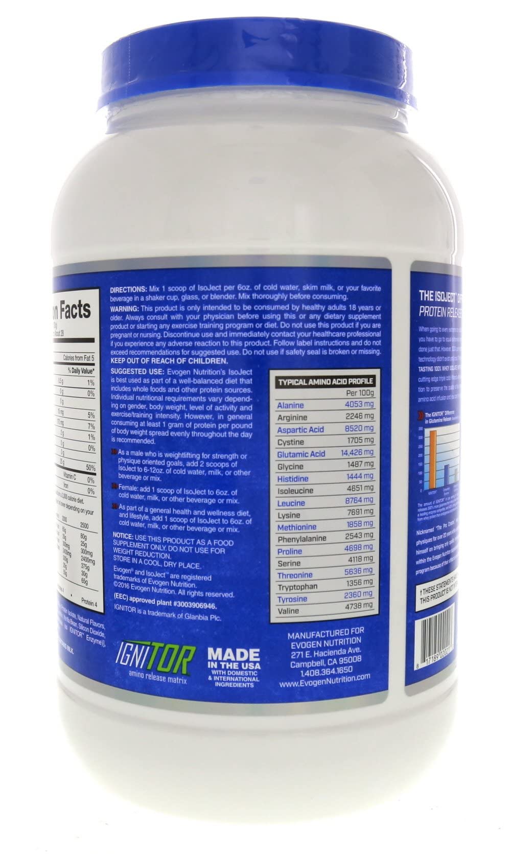 Evogen IsoJect Pure Whey Protein Isolate Powder - 840g (1.85lb) Vanilla Bean Flavor for Muscle Recovery & Post-Workout Nutrition | Gym, Bodybuilding & Fitness Supplement