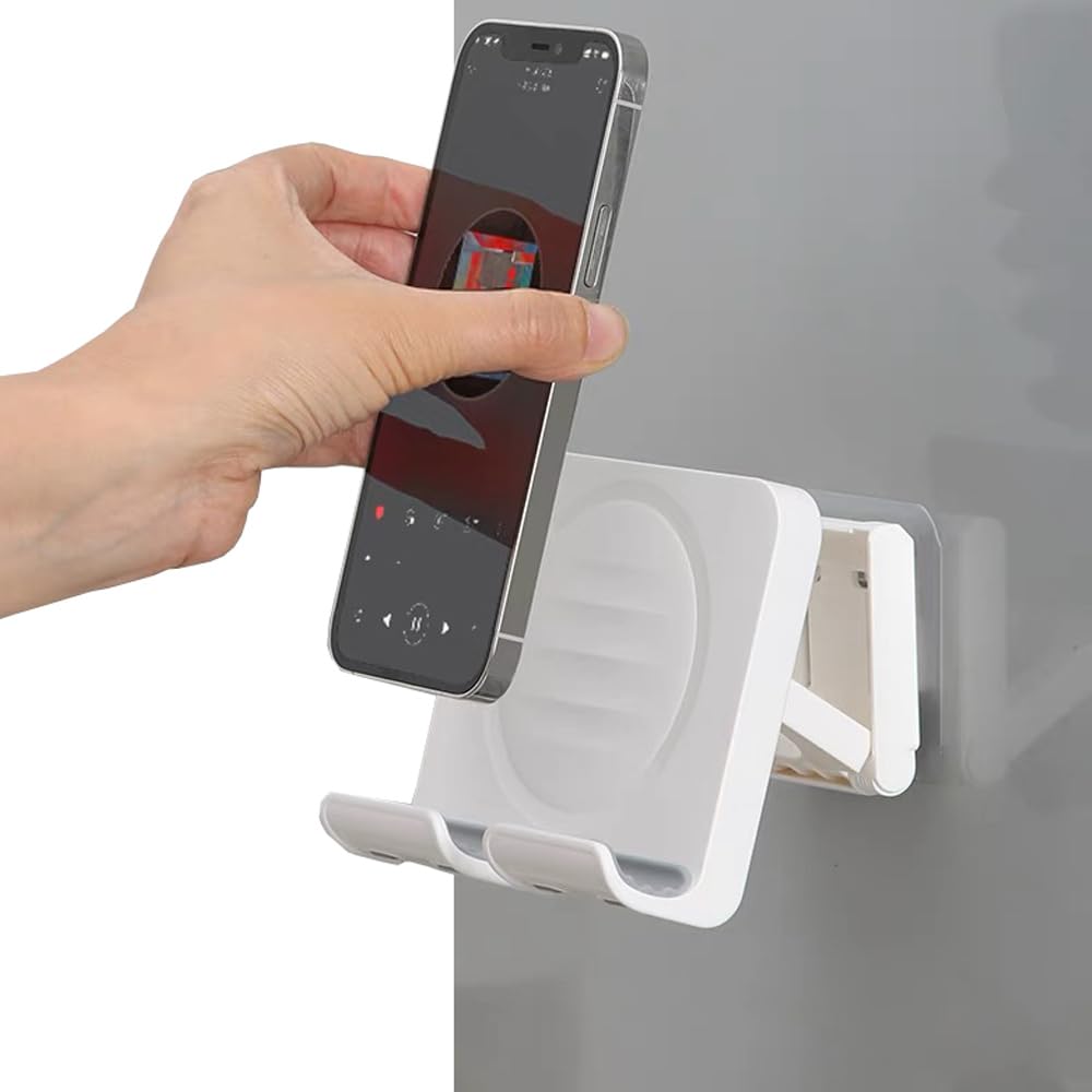 Upgraded Shower Phone Holder - Waterproof Wall Mount Tablet Holder with Strong Adhesive for iPhone, Samsung Galaxy & Switch - Perfect for Bathroom, Kitchen & Bedroom Use