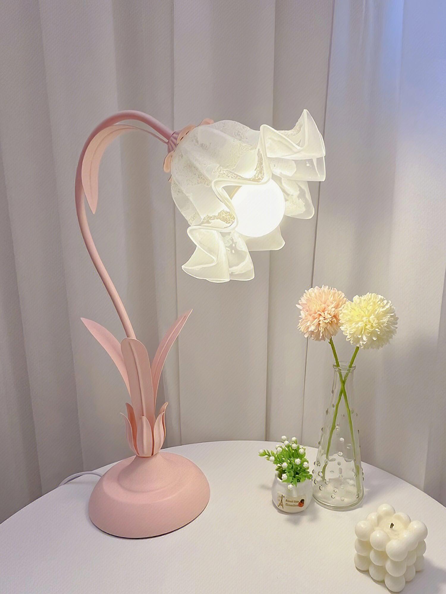 Lily of the Valley Table Lamp - Elegant Floral Nightstand Light for Bedroom, Living Room & Office Decor - Perfect for Reading, Relaxing & Creating Cozy Atmosphere