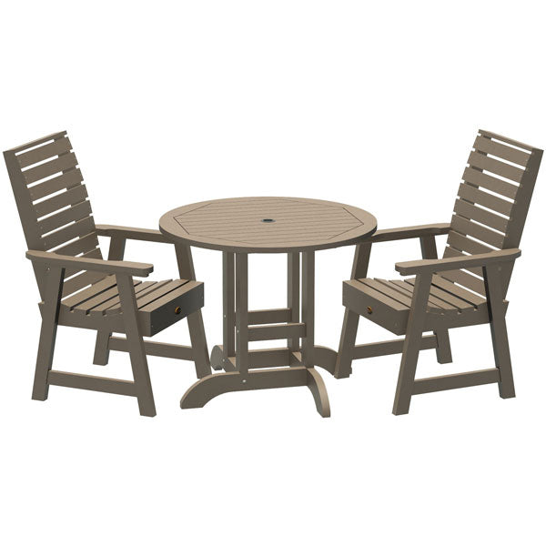 Glennville 3-Piece Round Dining Table Set for Kitchen, Breakfast Nook & Small Spaces - Patio, Balcony or Indoor Use