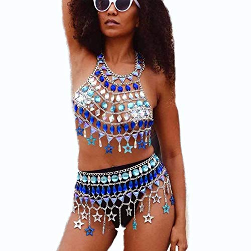CanB Rhinestone Body Chain - Boho Crystal Belly Chain for Women & Girls - Waist Jewelry for Festival, Rave, Beach & Party Outfits