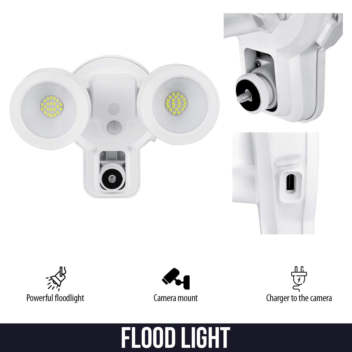 4-in-1 Wyze Cam Floodlight with Built-in Charger, Wall Mount & Weatherproof Case - Perfect for Outdoor Security, Home Monitoring & Night Vision (Camera Sold Separately) - Ideal for Backyard, Garage & Front Door Surveillance