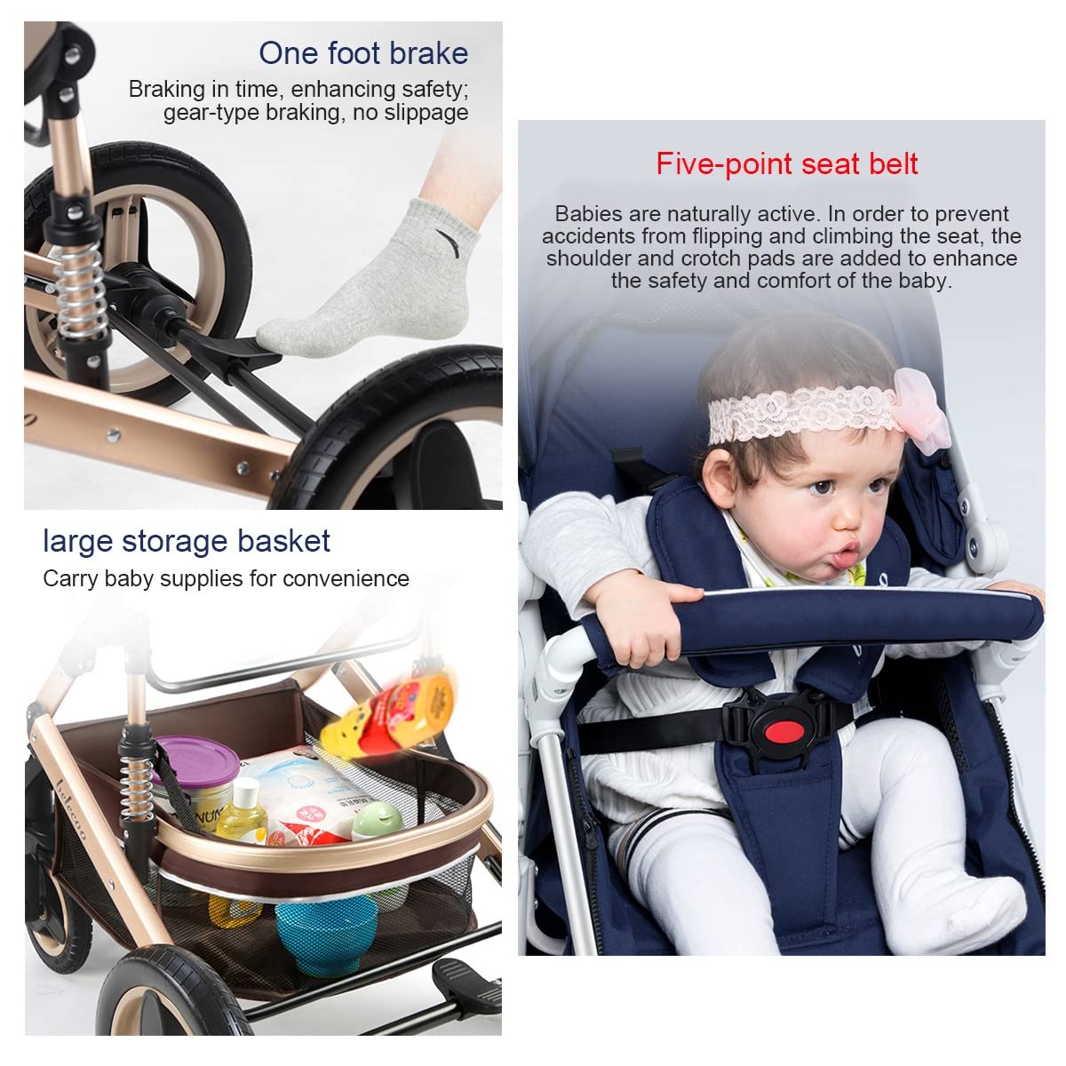 Foldable Baby Stroller with Footmuff - Lightweight Travel System for Toddlers & Infants, Adjustable Canopy & Shock-Absorbing Wheels, Brown - Perfect for Shopping, Travel & Daily Walks