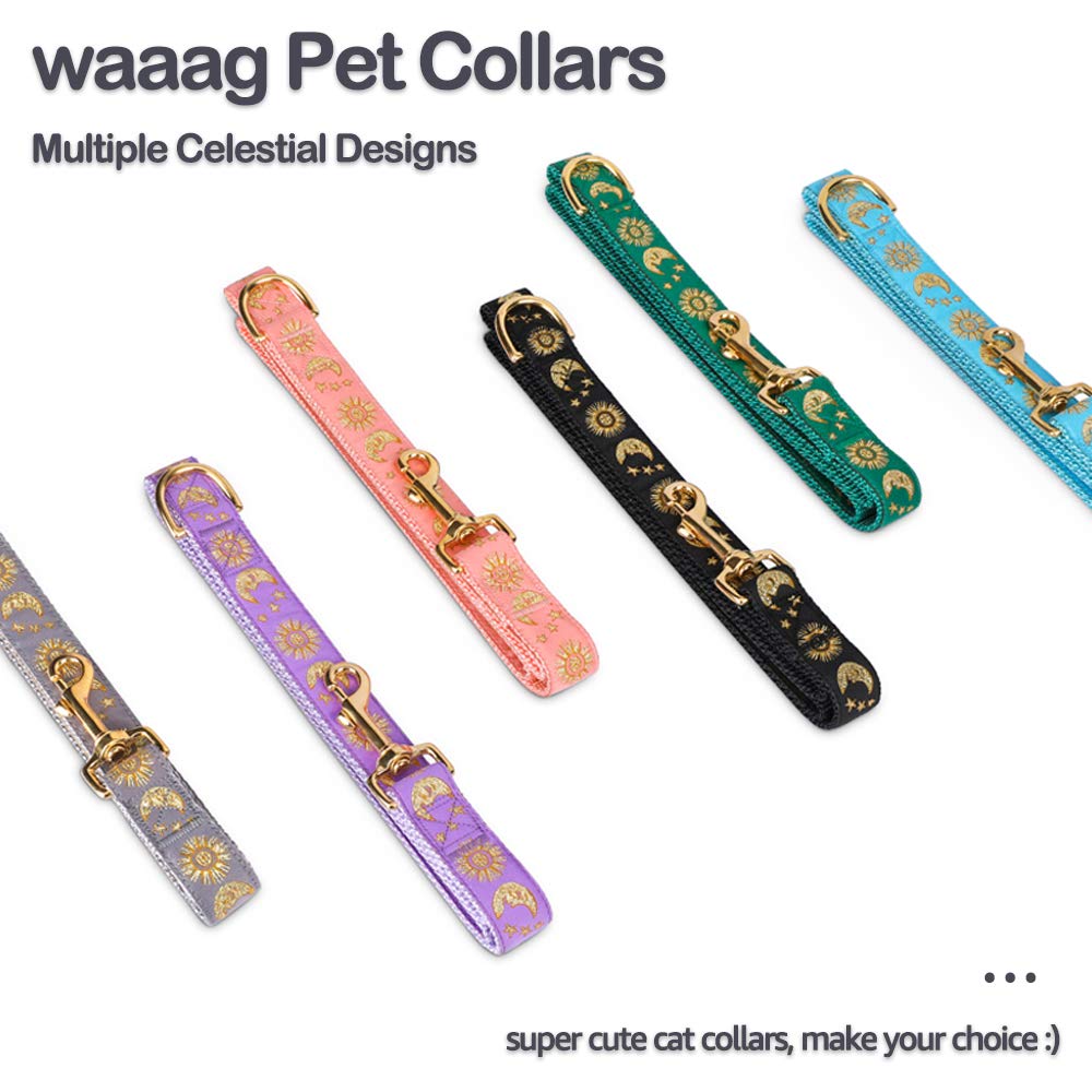 Waaag Pet Celestial Dog & Cat Collar - Moon, Stars & Sun Design Adjustable Leash Harness for Medium Pets (Pack of 1) - Perfect for Night Walks & Outdoor Adventures