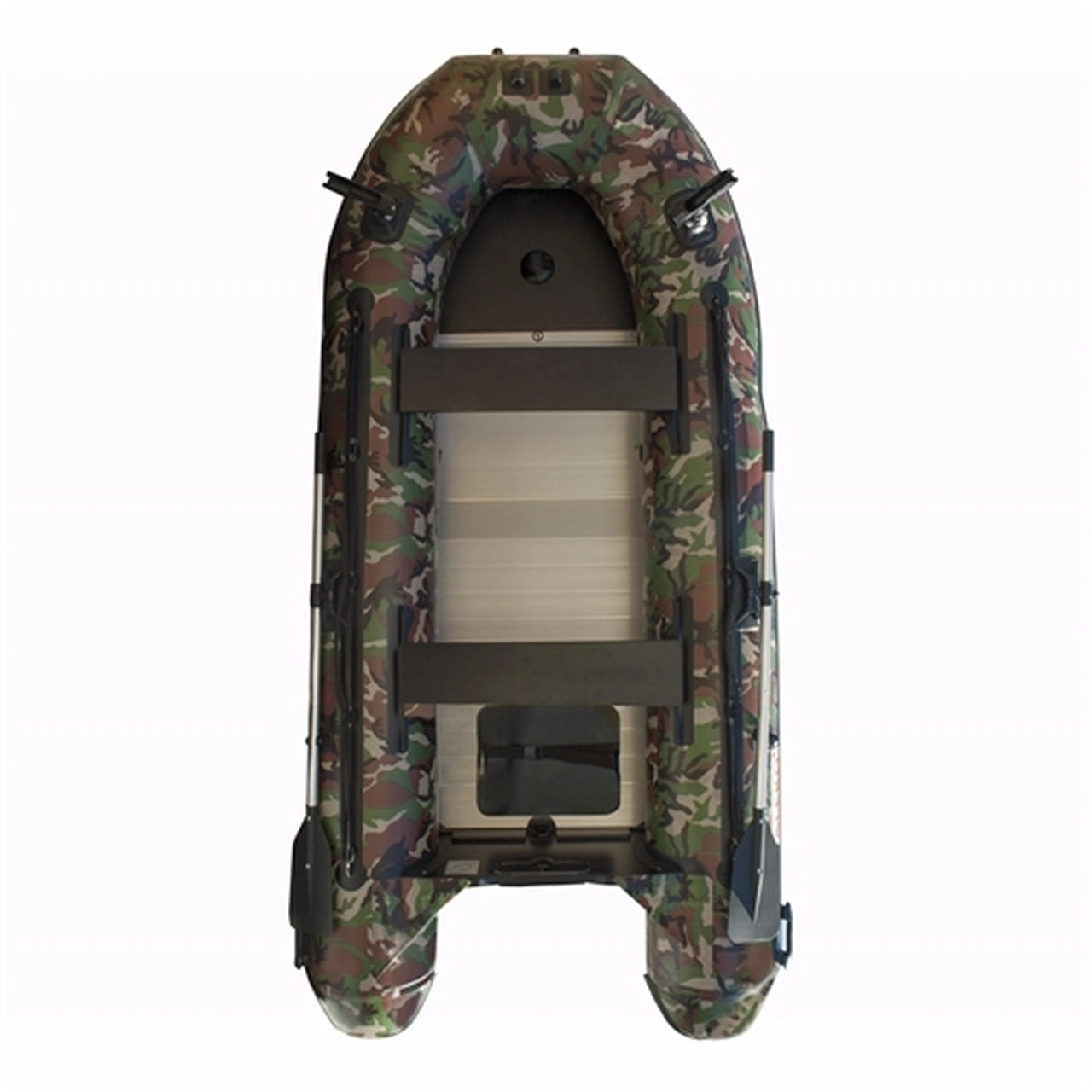 Aleko PRO 10.5 ft Inflatable Fishing Boat with Aluminum Floor & Front Rod Holders - Camouflage Design for Lake, River & Saltwater Angling