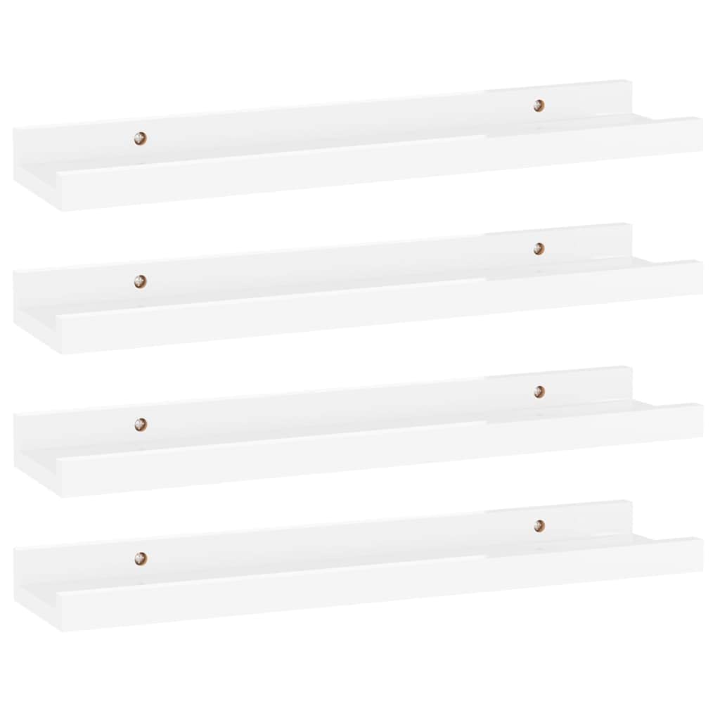 Floating Shelves for Wall - Set of 4 High Gloss White Wood Wall Shelves (15.7