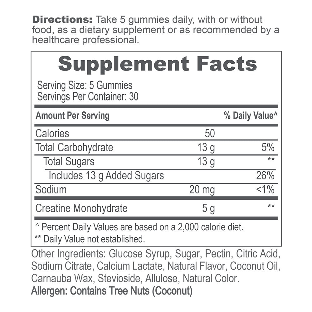 Performance Inspired Nutrition Creatine Monohydrate Gummies - Muscle Recovery & Strength Booster for Athletes & Fitness Enthusiasts - Perfect for Pre/Post Workout & Active Lifestyle